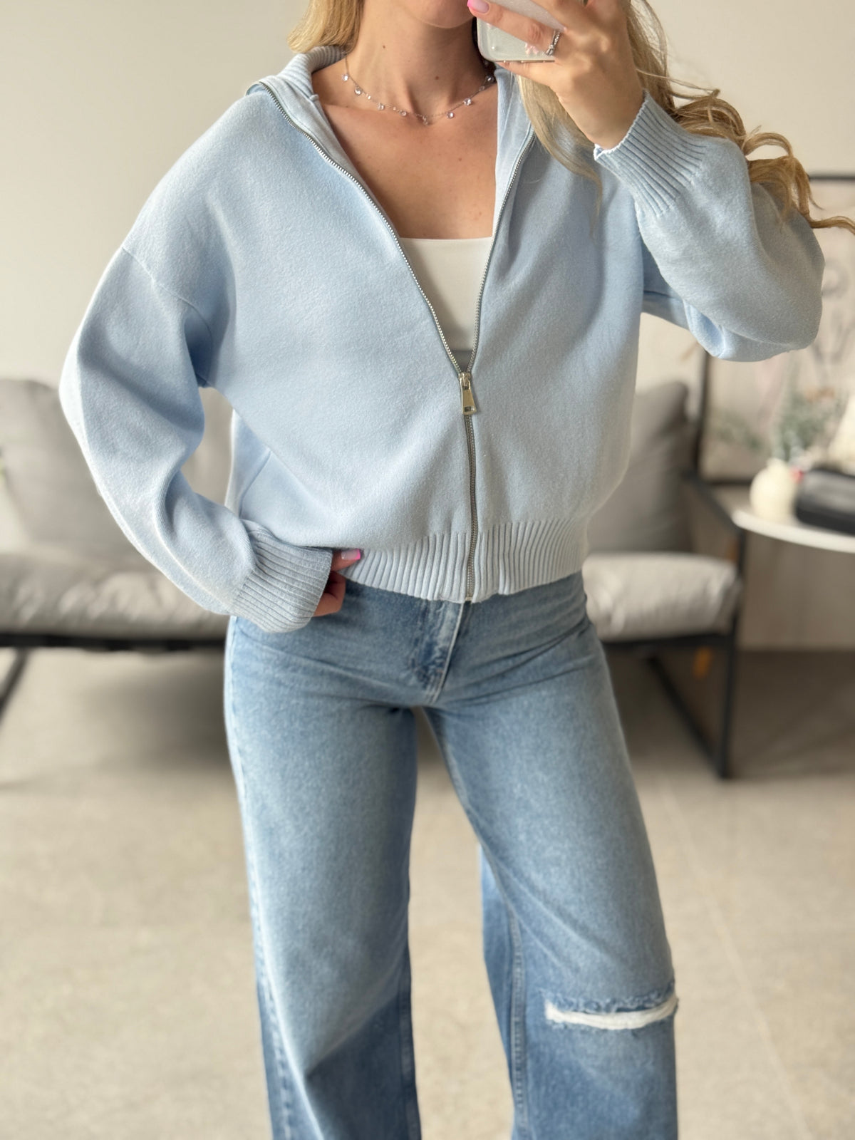 Джемпер з манжетами, блакитний — Obri