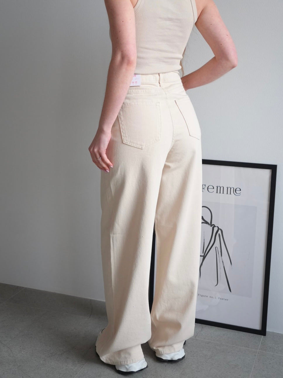 Джинси wide leg з високою посадкою, бежевий — Obri