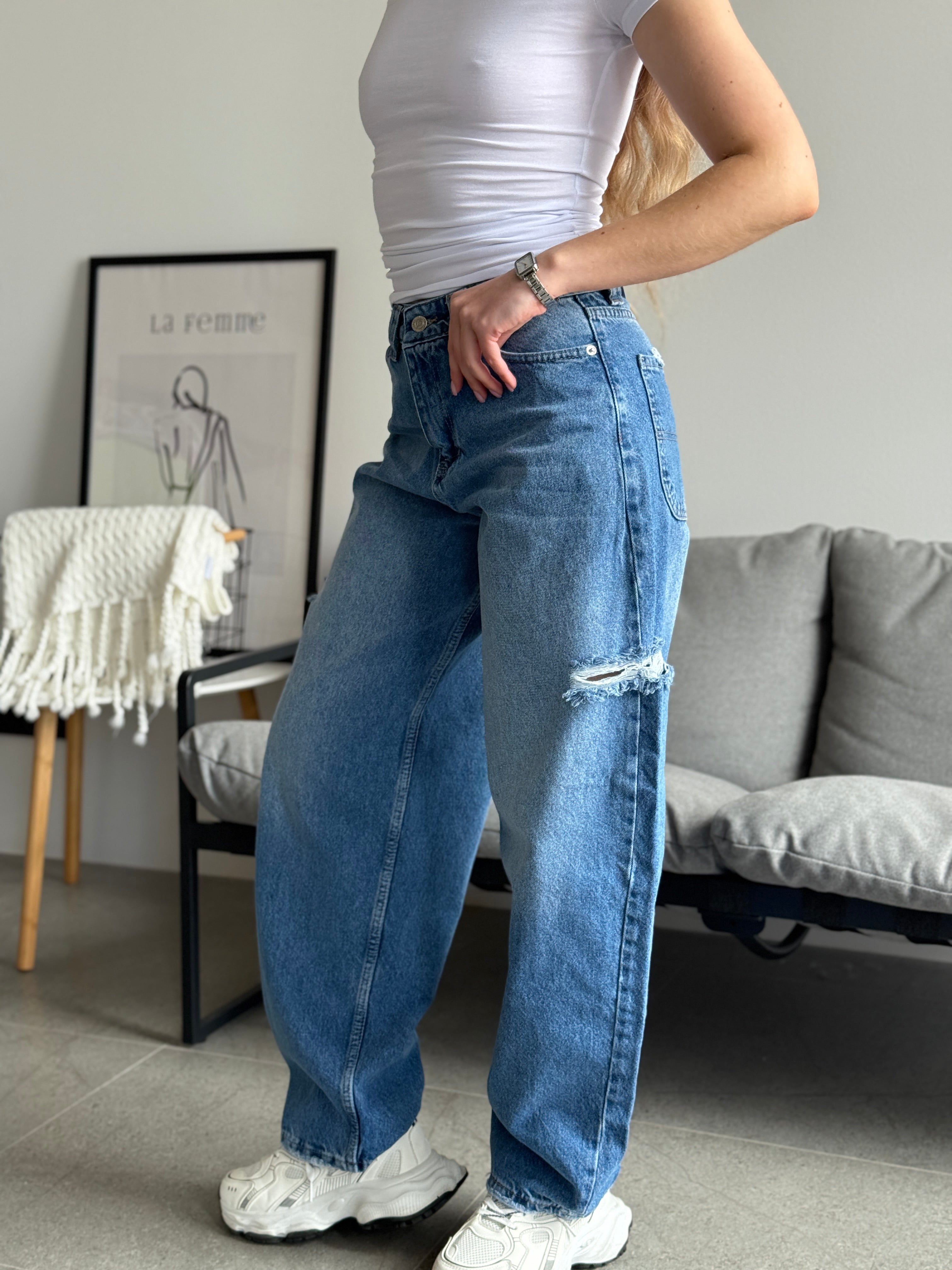 Джинси баггі з розрізами по боках
